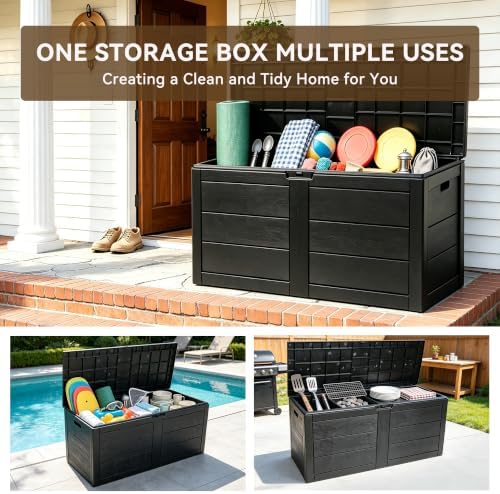 70 gallon deck box, outdoor storage box waterproof, view 9