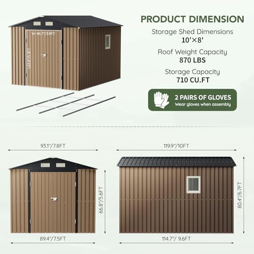 8 ft storage shed with floor frame for shown in use