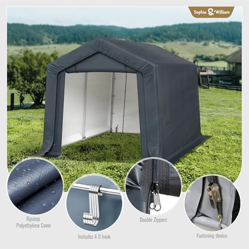 sophia & william storage shed, 8x12 ft portable, side view
