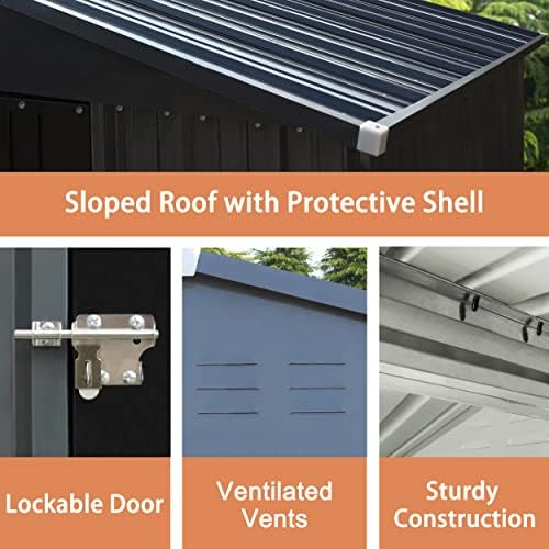 mupater 4 x 4 ft outdoor storage shed showing dimensions