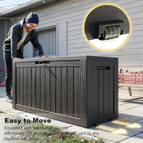 75 gal lockable outdoor storage box waterproof deck shown in use
