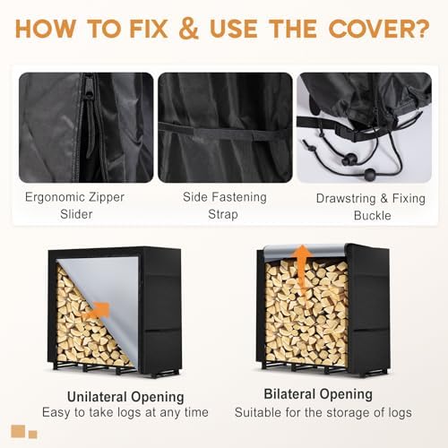 4ft firewood rack outdoor with waterproof widened cover, package contents