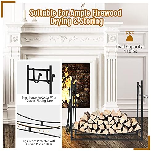 s afstar 36” outdoor firewood rack, heavy-duty steel showing dimensions