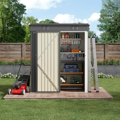 bealife 5' x 3' outdoor storage shed, metal, close-up detail