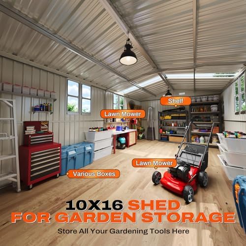 quictent 10x16 ft outdoor storage shed, metal workshop, package contents