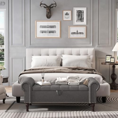 apicizon storage bench for bedroom, upholstered end of, close-up detail
