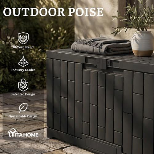 yitahome 60 gallon outdoor storage box, front angle view