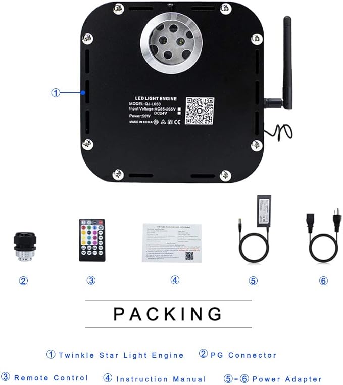 AZIMOM High Brightness 50W Twinkle Fiber Optic Light Source RGBW Light Box - Image 6