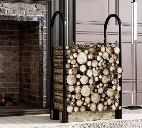 fire beauty adjustable firewood rack, indoor outdoor log, front angle view