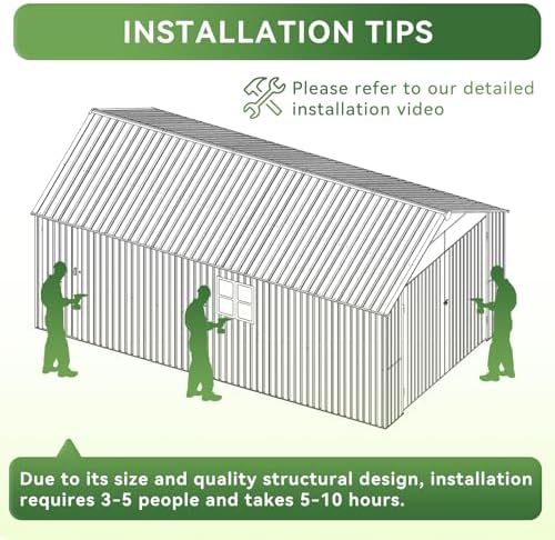 aoxun 12'x20' carport shed outdoor metal storage sheds, view 9