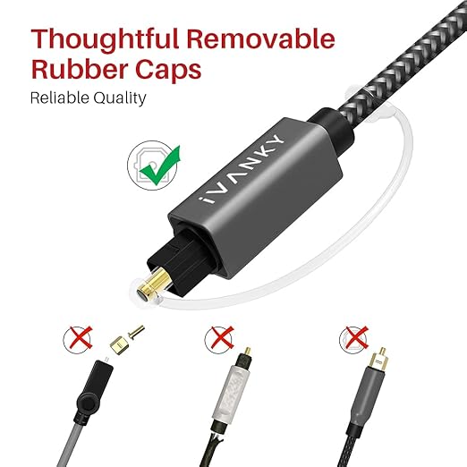 IVANKY Optical Audio Cable, 10ft Toslink Fiber Optic Cord, S/PDIF Digital - Image 8