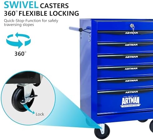 6-drawer heavy-duty rolling tool chest, lockable box organizer, package contents