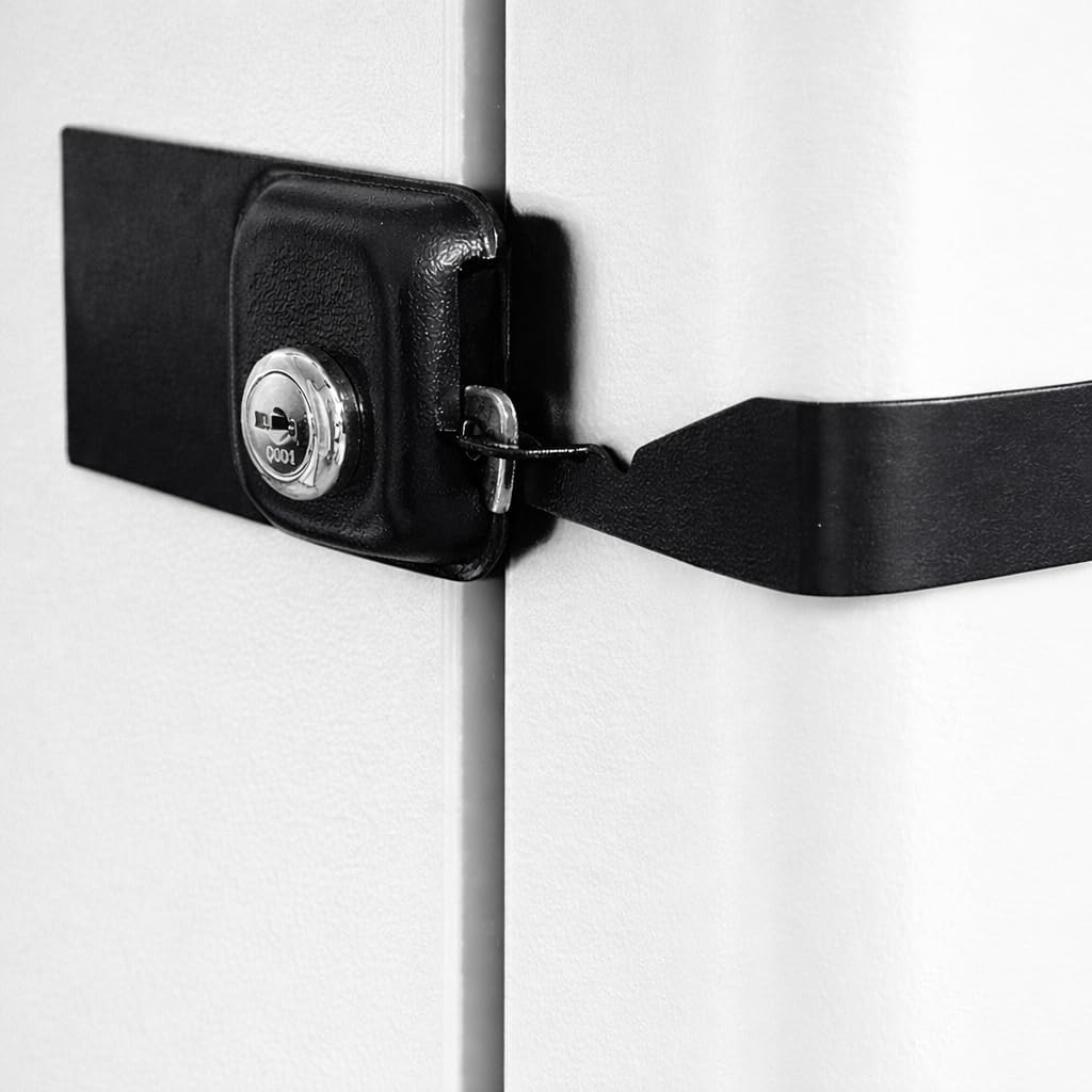 Child Proof Fridge Lock with Keys | 100% Metal, No Drill | Baby Proof Refrigerator Lock for Toddlers | 400 lbf (1 Pack, Black)