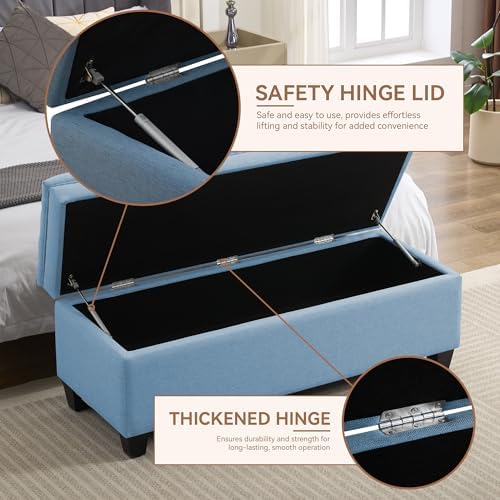 wututuee 50" fabric storage ottoman bench, upholstered rectangle, close-up detail