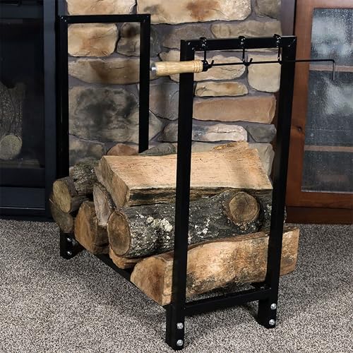 sunnydaze outdoor firewood holder with cover, 500 lb, package contents