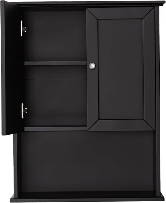 Black Wall Cabinet 24x30 Inch Wooden Over The Toilet Storage Cabinets - Image 6