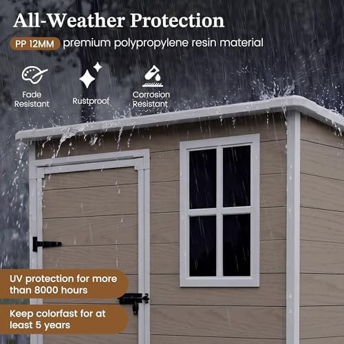 udpatio outdoor storage shed 5x3 ft, garden resin, side view