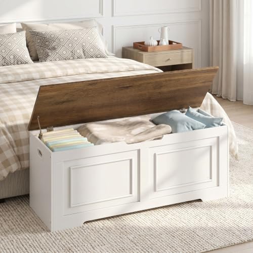 choezon storage bench, 47.2" large wooden storage chest showing dimensions