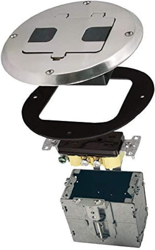 RACO 6239NI Floor Kit with Recessed Duplex 15A TR Device and Adjustable Steel by Raco