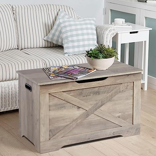 timberer 31.5" storage chest, wooden storage bench, entryway on a desk or shelf