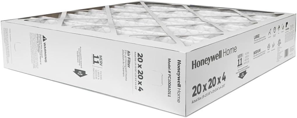 Honeywell FC100A1011-20" x 20" x 4" Pleated Air Filter, MERV 11 Bundle with Same Day Supply Filter Change Reminder (2-Pack)