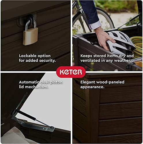 keter brightwood outdoor storage deck box, 120 gallon, package contents