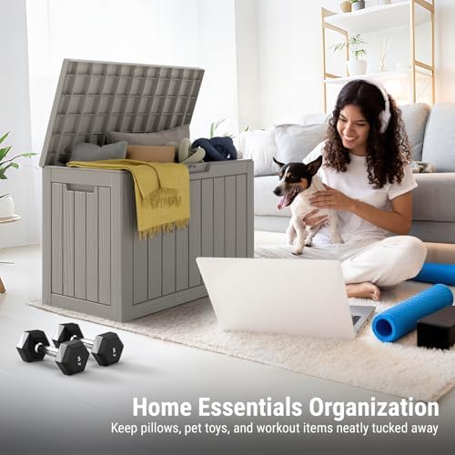 mars villa deck box, outdoor storage box waterproof on a desk or shelf