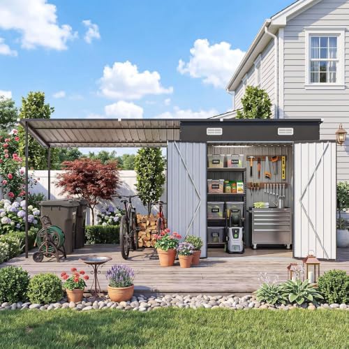 14x6ft outdoor lean to shed & hardtop gazebo on a desk or shelf