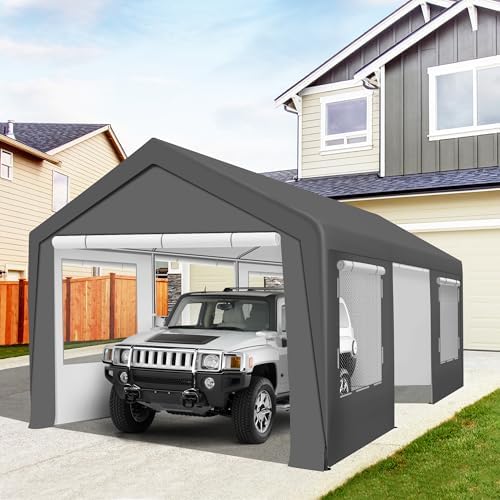 carport 12x20 ft heavy duty carport canopy, portable shown in use