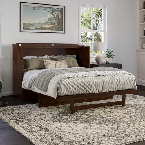 afi, alpine queen wood murphy bed chest with showing dimensions
