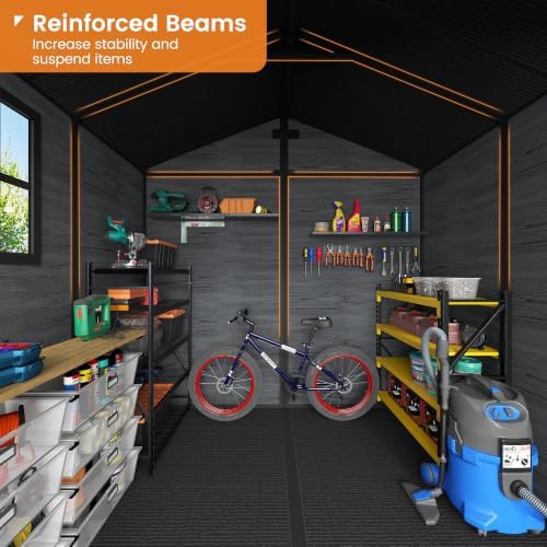udpatio resin storage shed 8x6 ft, plastic outdoor, package contents