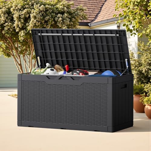 greesum outdoor storage box 100 gallon storage bin, close-up detail