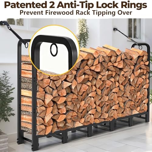 amagabeli 6ft firewood rack outdoor heavy duty adjustable, close-up detail