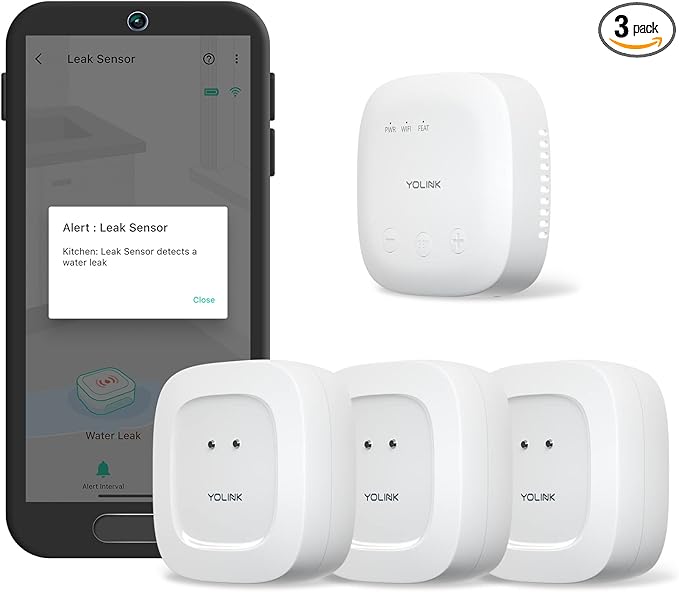 YoLink SpeakerHub & Three Water Leak Sensors Starter Kit – Plays Tones/Sounds by YoLink