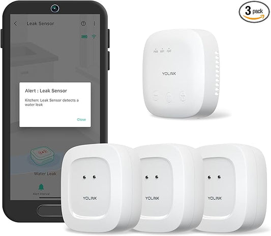 YoLink SpeakerHub & Three Water Leak Sensors Starter Kit – Plays Tones/Sounds by YoLink