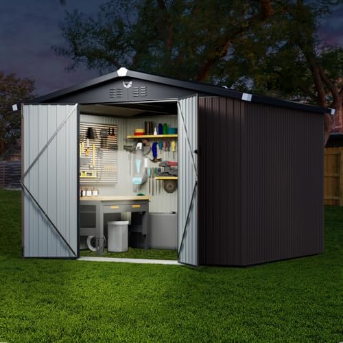 10x8ft metal storage shed, outdoor storage building, view 9