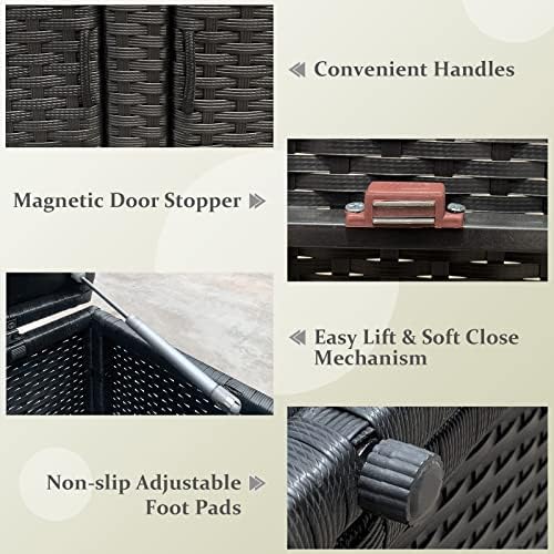 happygrill deck box outdoor wicker storage box cabinet, package contents