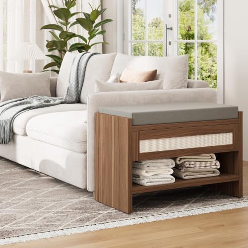 garvee 31" l farmhouse shoe bench with storage, view 9