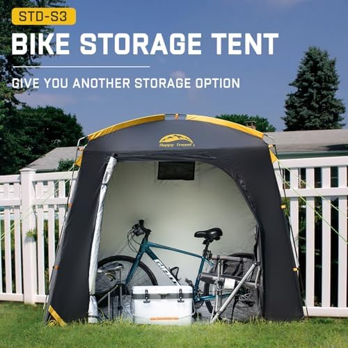 happy travel bike storage shed tent, waterproof portable on a desk or shelf