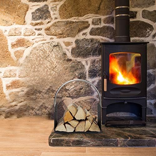 relaxdays firewood basket for fireplace, metal, nickel-plated handle showing dimensions