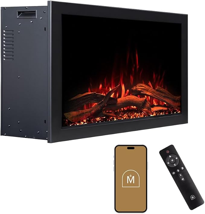 Modern Ember Highmark Traditional 33 Inch Built-in Smart Electric Fireplace by ModernEmber