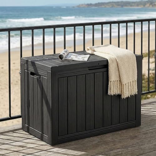 rojik 55gal outdoor storage box waterproof deck box on a desk or shelf