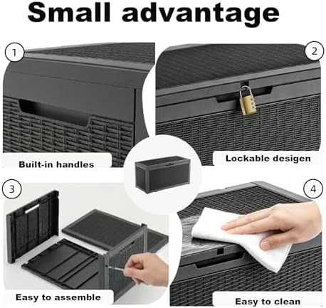 patiozen 100 gallon deck box lockable waterproof outdoor, front angle view