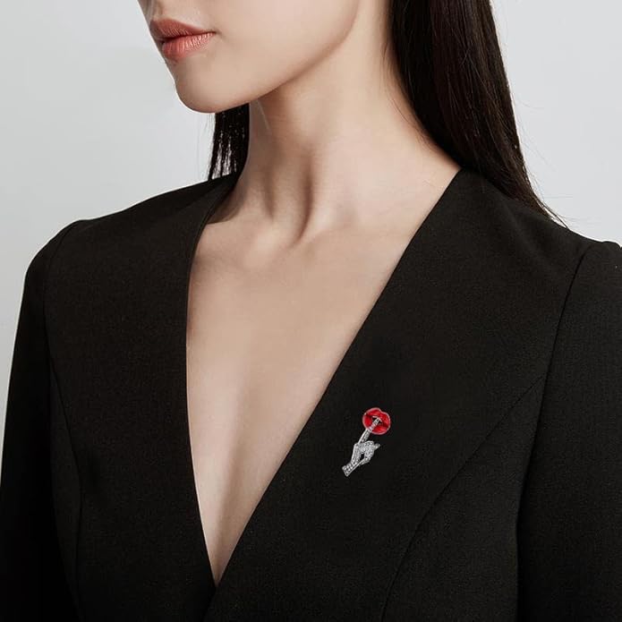 Sexy Red Lips Brooch Rhinestone Quiet Gestures Statement Brooches Lapel Pins - Image 3