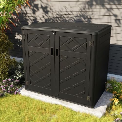 kinying larger outdoor storage shed weather resistance, resin, side view