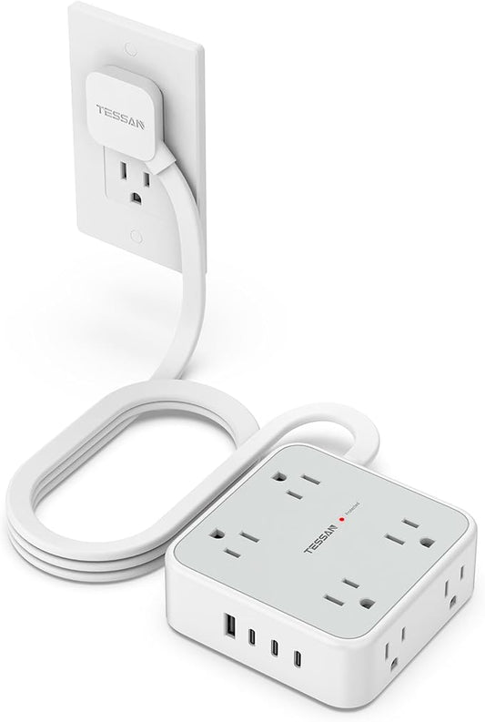 Surge Protector Power Strip, TESSAN 5 FT Extension Cord by TESSAN