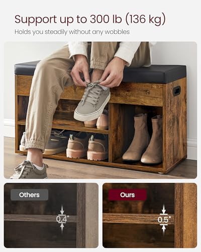 vasagle storage bench with cushion, shoe bench,11.8 x on a desk or shelf