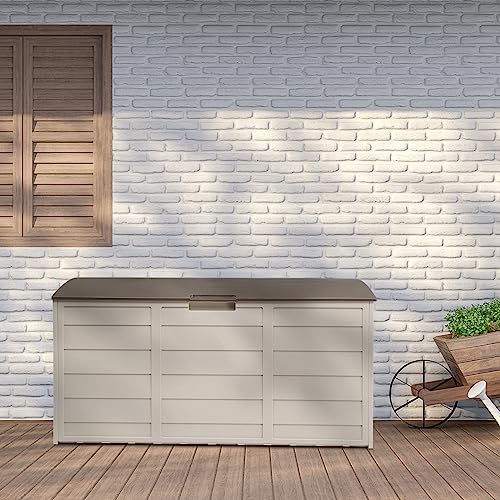 ssline outdoor storage deck box, 75 gallon capacity showing dimensions