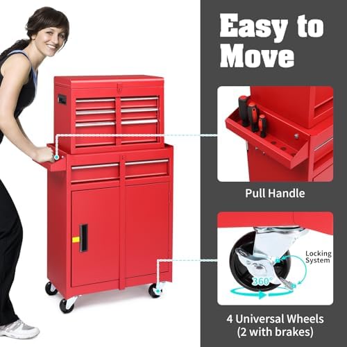 winado 4-drawer rolling tool chest, 2-in-1 large storage, close-up detail