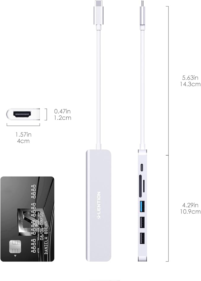 LENTION USB C Hub with 100W Charging, 4K HDMI, Dual Card Reader, USB 3.0 & 2.0 - Image 9